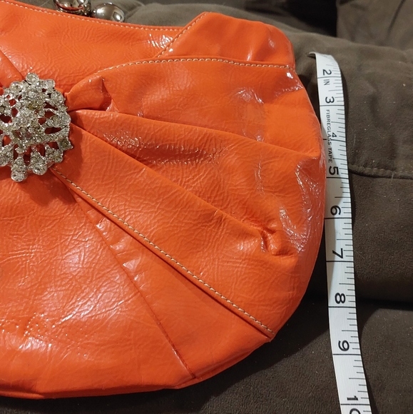 Vintage Orange Faux Leather & Rhinestone Clutch - Picture 13 of 13